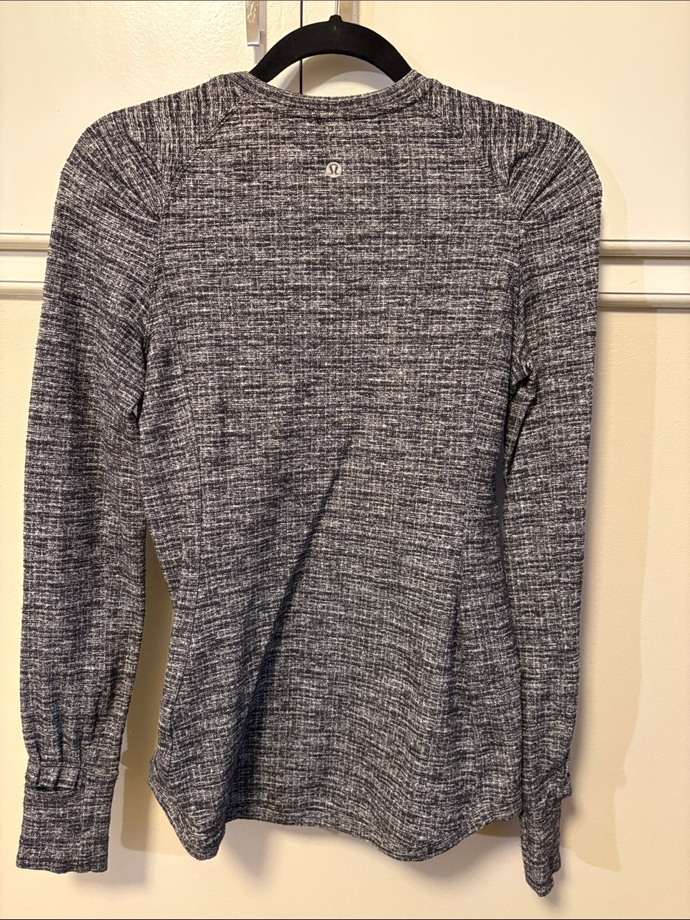 Lululemon Heathered Long Sleeve Top with Zipper Pocket- Gray/White